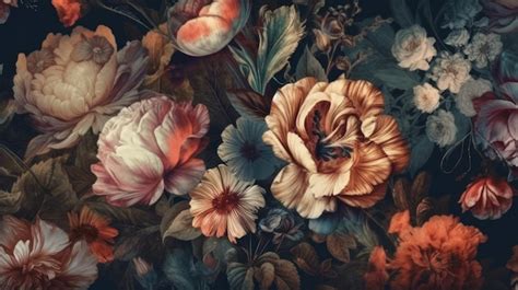 Premium AI Image | Vintage Botanical Wallpaper with Beautiful Flower ...