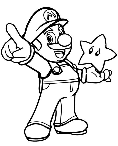 Mario y la Estrella para colorear, imprimir e dibujar –ColoringOnly.Com