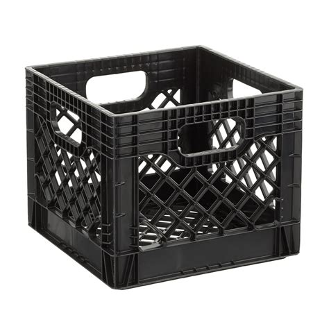 16QT Plastic Heavy-Duty Plastic Square Milk Crate Black - Walmart.com