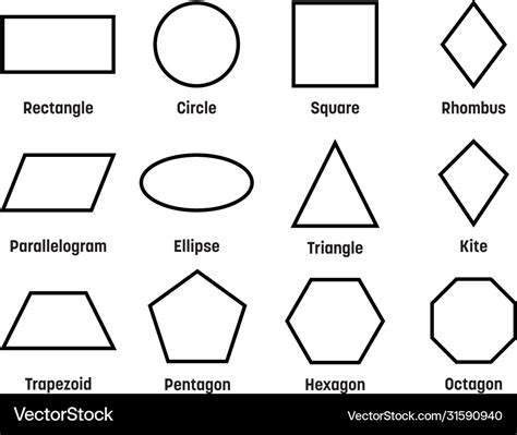 Geometric shapes with labels set 12 basic Vector Image