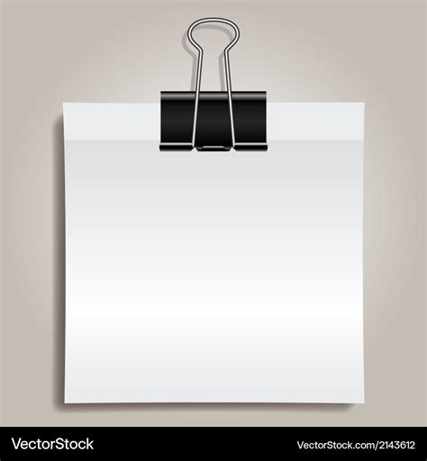 Binder clip and paper Royalty Free Vector Image