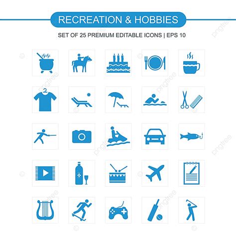 Recreation Vector Hd PNG Images, Recreations And Hobbies Icons Set ...