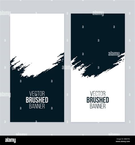 Minimal banners with brush strokes. Black and white banner design Stock ...