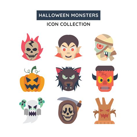 Spooky Creatures And Things For Halloween Icon Set 10943684 Vector Art ...