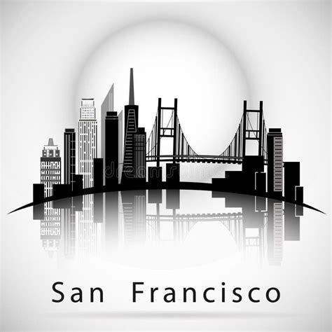 San Francisco City Skyline Silhouette Stock Vector - Illustration of ...