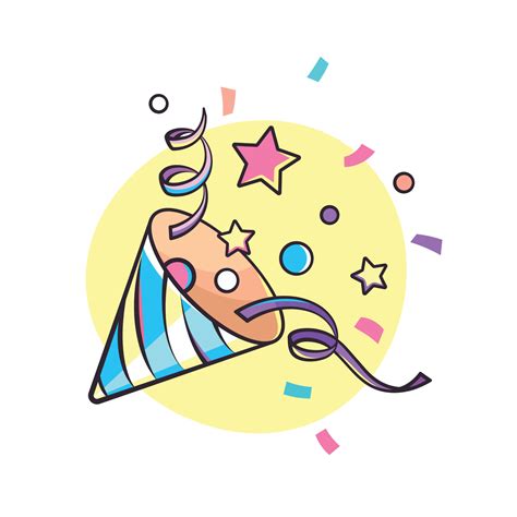 Confetti cone, party popper, celebration cartoon style illustration ...