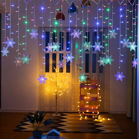 DYstyle LED Snowflake Fairy String Curtain Lights Window Hanging Memory ...