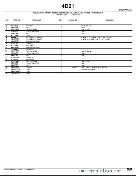 John Deere 7720 COMBINE Parts Catalog