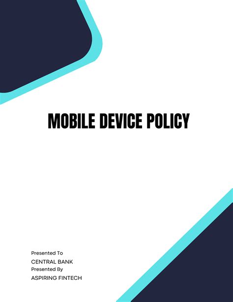 Mobile Device Policy Template - Banking and Fintech Policies Templates