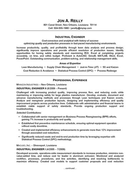 Resume Example - Industrial Engineering | CareerPerfect.com