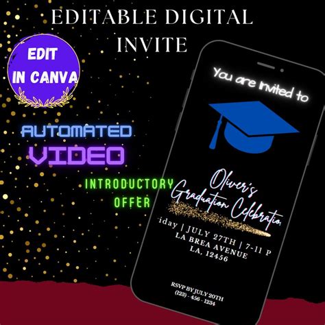 INSTANT DOWNLOAD Editable Digital GRADUATION Party Invite E-invites ...