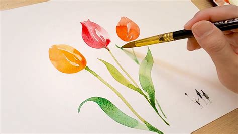 How to Paint Tulips / Watercolor Painting / Drawing a Butterfly - YouTube