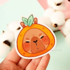 Cute Capybara With a Orange Hat Sticker Matte Vinyl and - Etsy