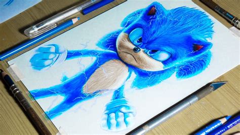 How to Draw Sonic the Hedgehog - Color Pencil Portrait (Speed Drawing ...