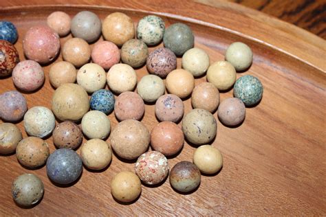 48 Antique Clay Marbles Multi Colored Circa Late 1800s