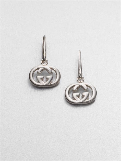 Gucci Double G Sterling Silver Drop Earrings in Metallic | Lyst