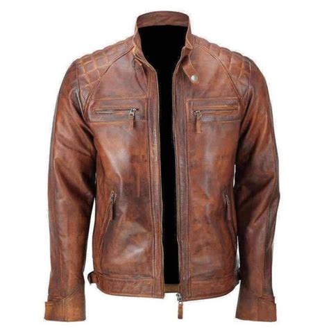 Men Cafe Racer Biker Leather Jacket | Distressed Leather Jacket