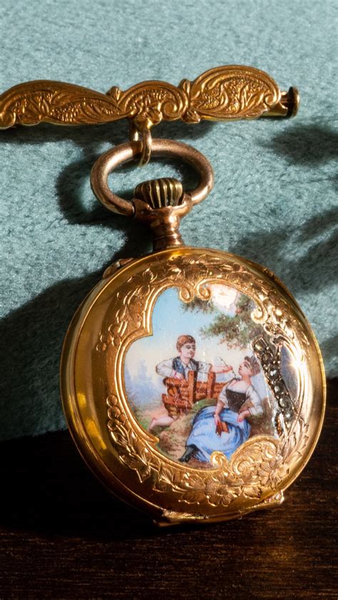 Antique gold engraved pocketwatch with diamonds 18kt | Etsy