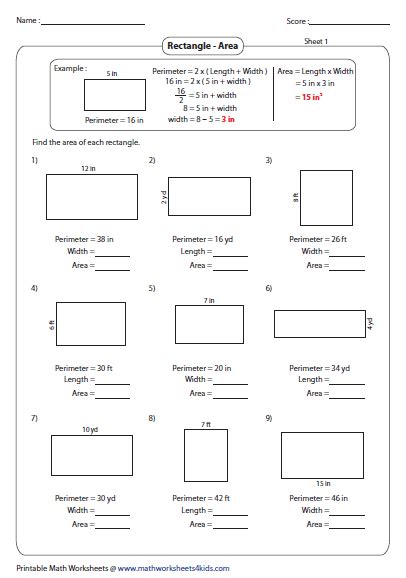 Rectangle Worksheets