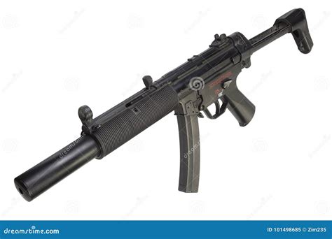 Submachine Gun MP5 with Silencer Stock Image - Image of power, swat ...