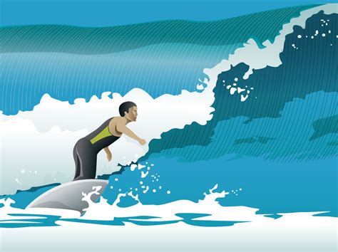 Surfer Ocean Waves Vector