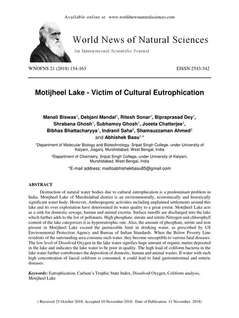 (PDF) Motijheel Lake-Victim of Cultural Eutrophication