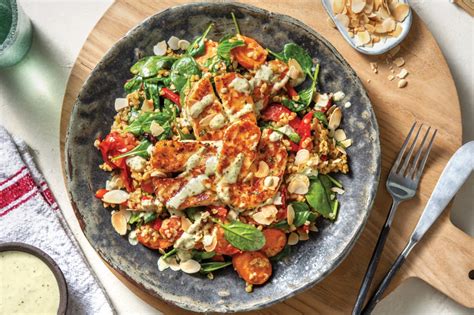 Honey-Thyme Haloumi & Roast Veggie Freekeh Recipe | HelloFresh | Recipe ...