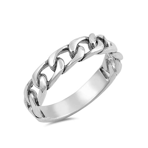 Chain Link Band Ring 925 Sterling Silver Unisex Men Women | eBay