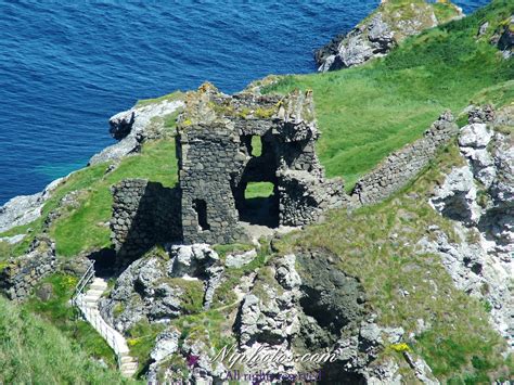 Kinbane Castle ruins on the Antrim coastline, near Ballycastle.