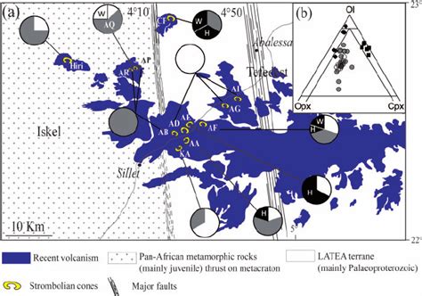 (a) Distribution of the xenolith types in the western part of the ...