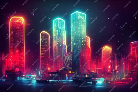 Premium Photo | Futuristic city concept art cityscape at night with ...