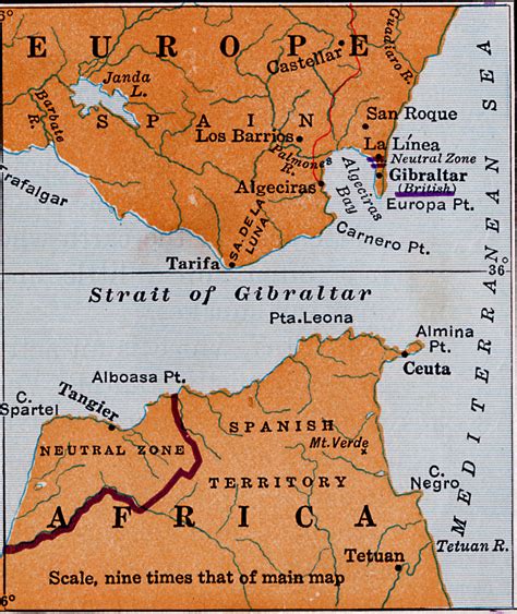 Strait Of Gibraltar Map Of Africa