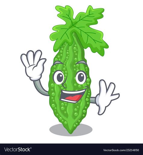 Waving bitter melon gourd on shape cartoon vector image on VectorStock ...