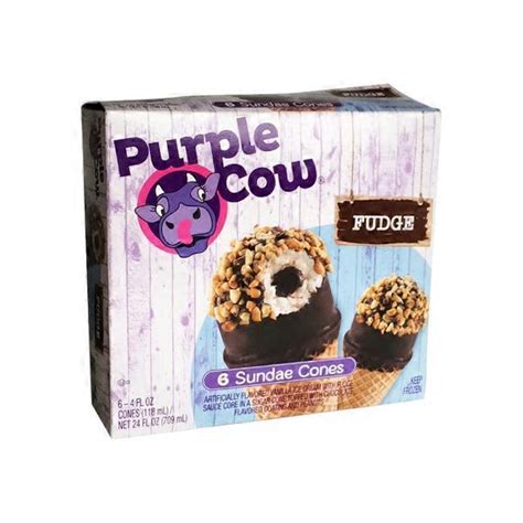 Purple Cow Vanilla Ice Cream With Fudge Sauce Core In A Sugar Cone ...