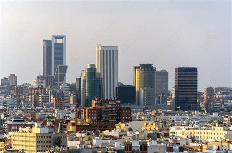 Madrid skyline and skyscrapers in business and financial district Stock ...