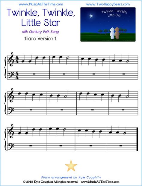 Twinkle, Twinkle, Little Star Piano Sheet Music | Musik schule ...