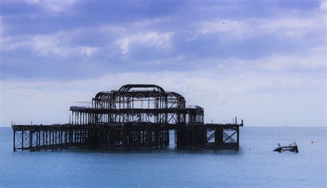 West Pier Ruins Brighton Beach West Sussex Uk Stock Image - Image of ...