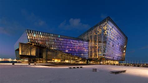 Harpa Concert Hall at Night in Reykjavik Editorial Photography - Image ...