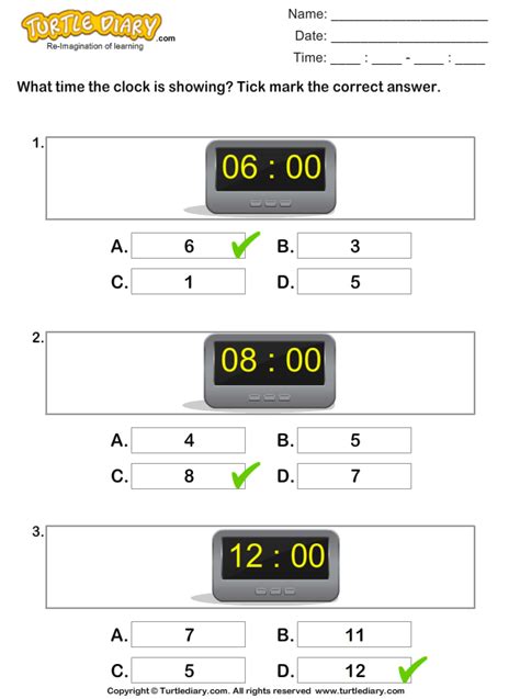 Reading Time on Digital Clocks Worksheet - Turtle Diary