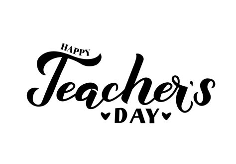 Happy Teachers Day calligraphy hand lettering isolated on white. Easy ...