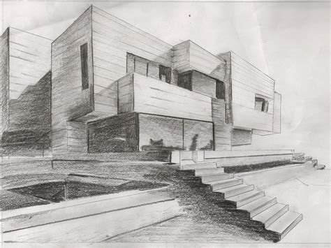 This two point perspective piece uses effective shading to describe the ...