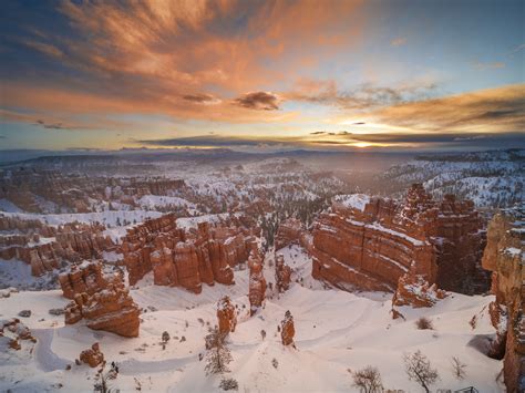 Winter Snow Thor's Hammer Sunrise at Sunset Point Brilliant Orange Red ...