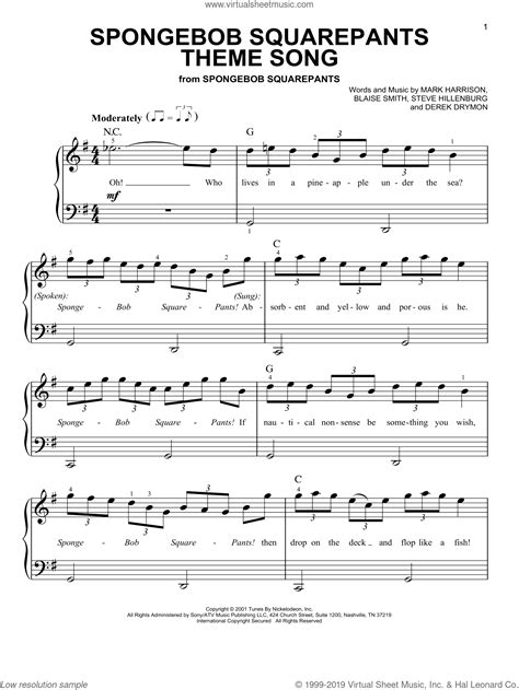 Harrison - SpongeBob SquarePants Theme Song sheet music for piano solo