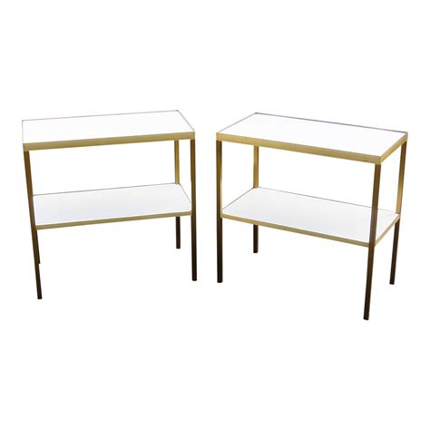 Mid-Century Modern White End Tables- A Pair | Chairish