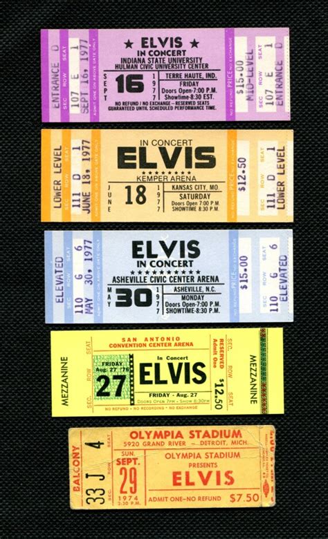 Items similar to Elvis Presley Original Concert Tickets Lot of 5 on Etsy