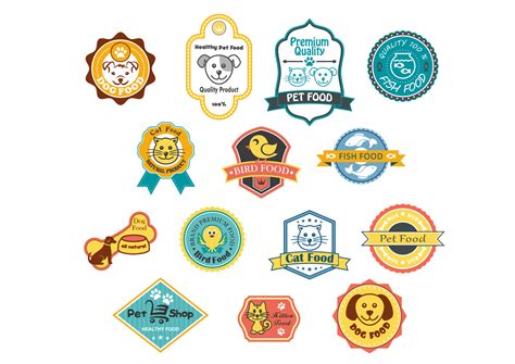 Collection of pet food labels 11214945 Vector Art at Vecteezy