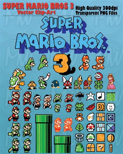 Super Mario Bros 3, Clipart, Mario, Pixels, 8-bit, Vector, Classic ...