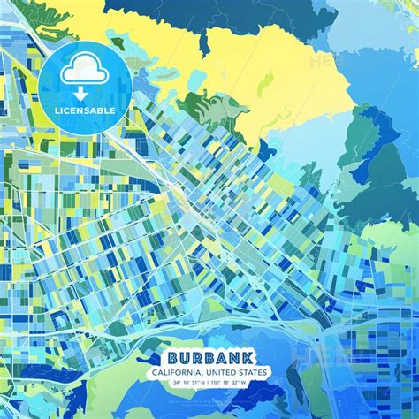 Burbank Map Print Template in 2022 | Burbank, Map vector, Map print