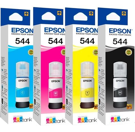 Kit Refil 4 cores Tinta Corante Epson Original (COD 544 e COD 644) L120 ...