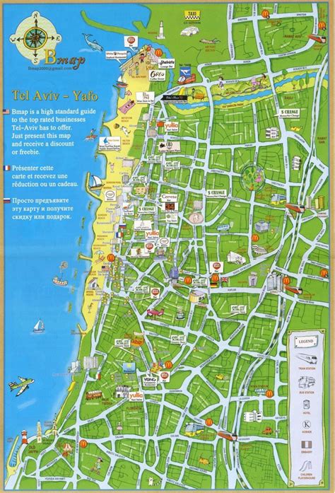 Tel Aviv tourist map - Tel Aviv attractions map (Israel)